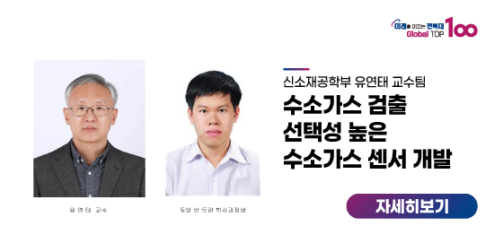 유연태 교수팀, 수소가스 검출 선택성 높은 수소가스 센서 개발