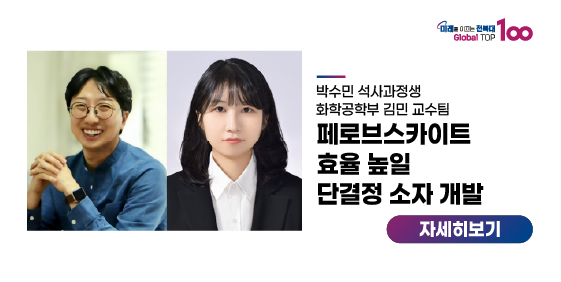 김민 교수팀, 페로브스카이트 효율 높일 단결정 소자 개발